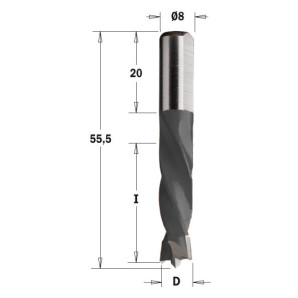 306.080.11 Wiertło HW NP D=8I=30 L=55,5 S=8x20 RH