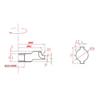 DGB.Frez PCD D=69/61 I=R2/13,5 F=16+2CH Z=4 H4,0 R2,0 LH OTT