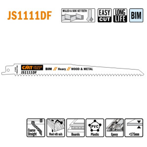 JS1111DF-5 Piła szablasta L = 225I = 205 H = 19 K = 1,25 TS =  4,3