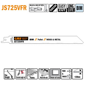 JS725VFR-5 Piła szablasta L = 200I = 180 H = 19 K = 1,27 TS = 2,1-3,2